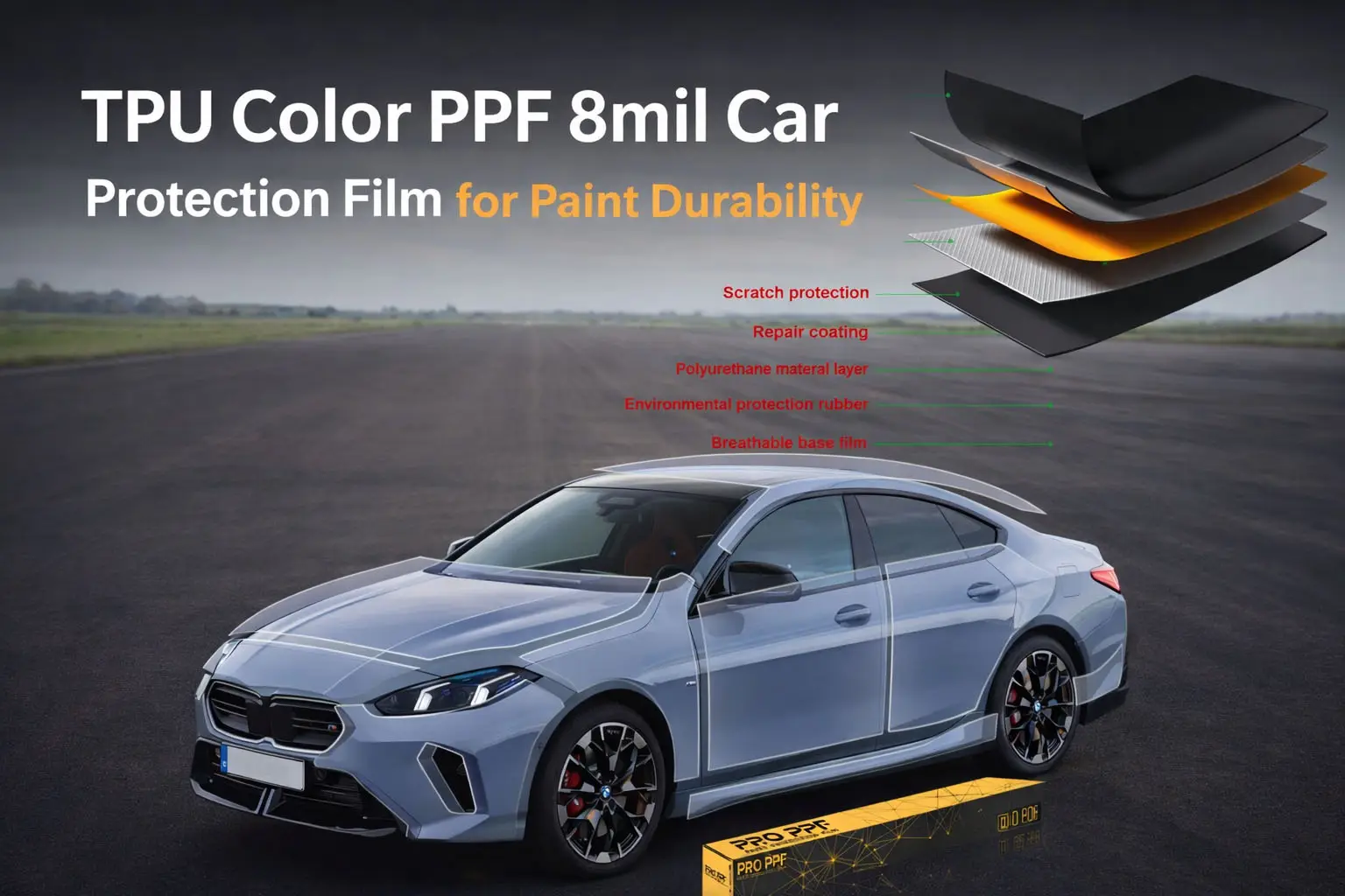 סרט הגנה על רכב TPU Color PPF 8 מ