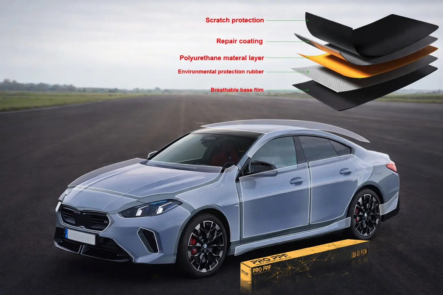 סרט TPU PPF צבעוני עם High Stretch: הגנה גמישה למשטחי רכב מורכבים